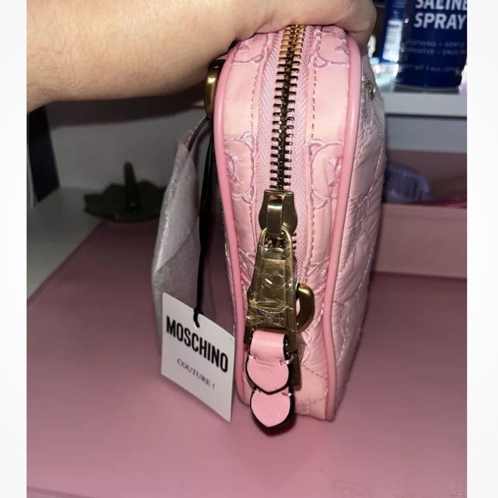 AW19 Moschino Couture J. Scott Pink Quilted Teddy Bear Rectangular Shoulder Bag - Picture 4 of 8